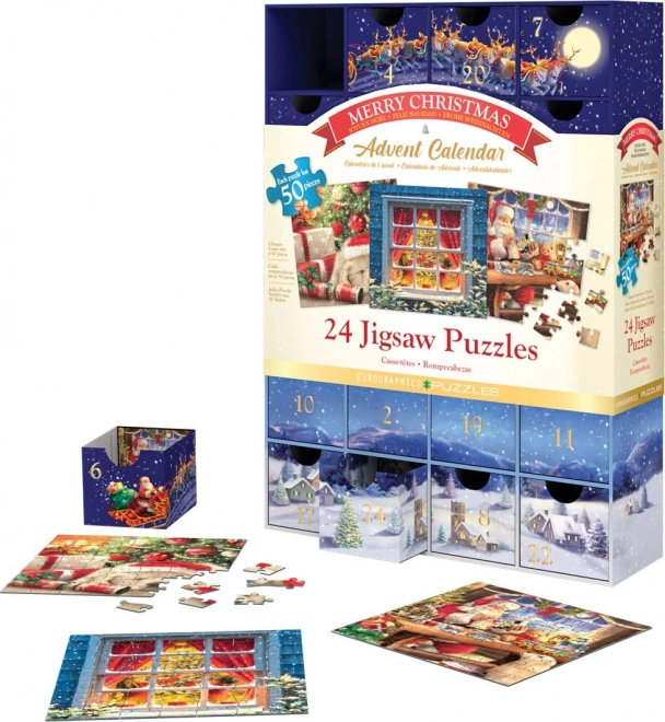 Eurographics Puzzle Adventskalender: Frohe Weihnachten 24x50 Teile