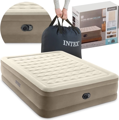 Aufblasbares Veloursbett mit integrierter Pumpe Intex 203 × 152 × 46 cm