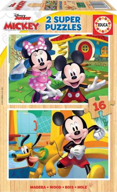 Educa Holz Puzzle Mickey und Minnie - 2x16 Teile