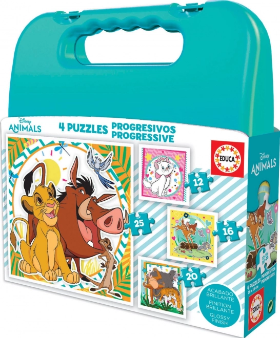 EDUCA Puzzle im Koffer Disney Tiere 4-in-1