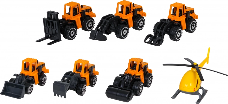 6 Baufahrzeuge und Helikopter