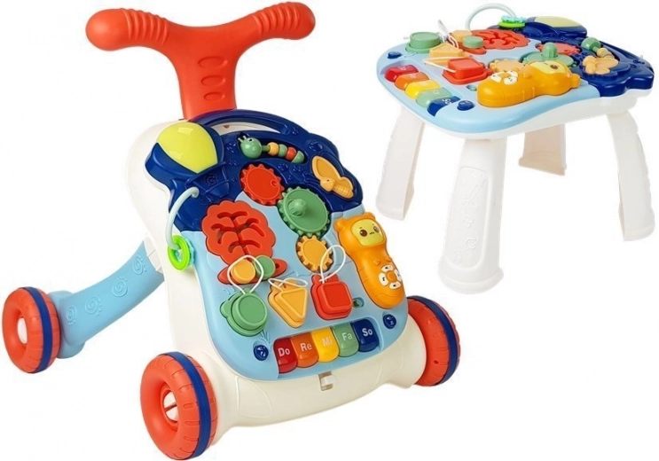 Interaktiver 3-in-1 Lauflernwagen mit abnehmbarem Tisch und Musikpanel