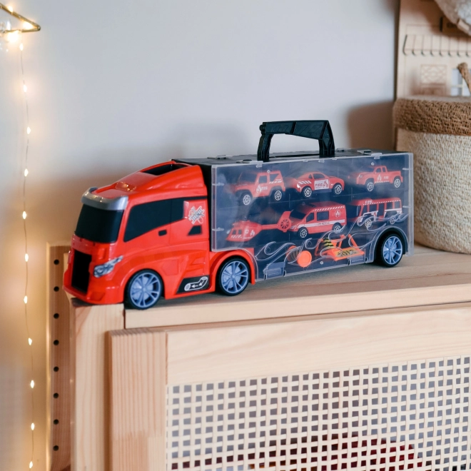 Woopie Feuerwehrauto Transporter 3-in-1 Set Rot