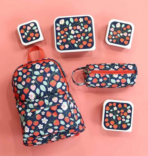 A Little Lovely Company Set aus vier Brotzeitboxen – Erdbeeren