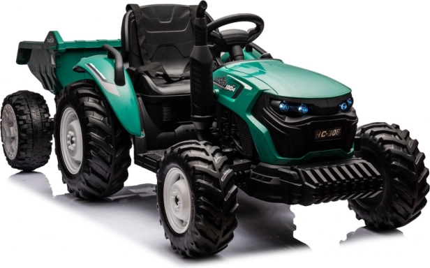 Akku-Traktor mit Anhänger dunkelgrün 24V