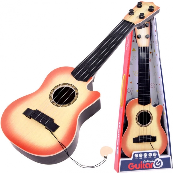 Kindergitarre mit 4 Saiten und Plektrum – hellbraun