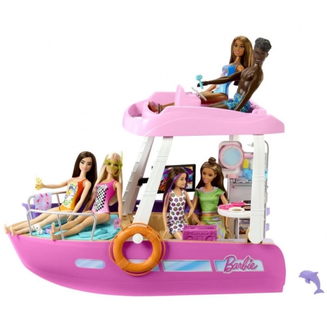 Barbie Traum-Motorboot mit transformierbarem Innenraum und Zubehör