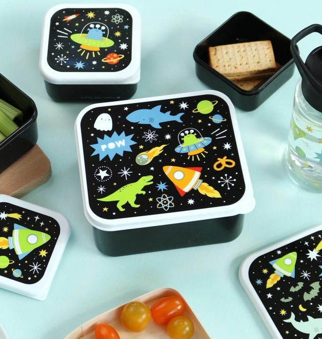 A Little Lovely Company Set aus vier Brotzeitboxen – Weltraum
