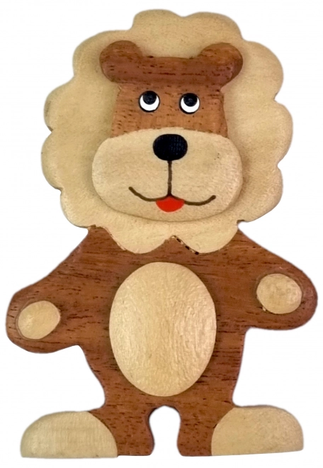 Große Holzmagnetfigur Löwe stehend