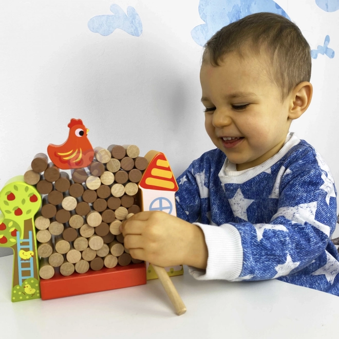 Tooky Toy Holzspiel Fallende Henne Bauernhof