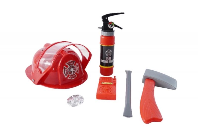 Helm mit Visier und Abzeichen für stolze Feuerwehrleute