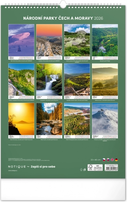 Wandkalender Nationalparks Böhmens und Mährens 2026