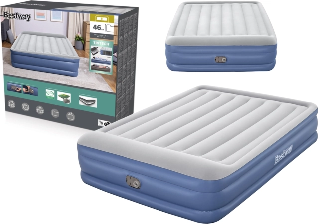 Aufblasbare Matratze 203 × 152 × 46 cm BESTWAY mit integrierter Pumpe