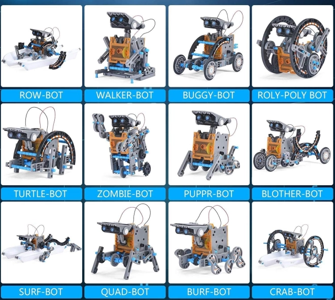 Solarfahrzeug-Bausatz 12 in 1 Orange – blau