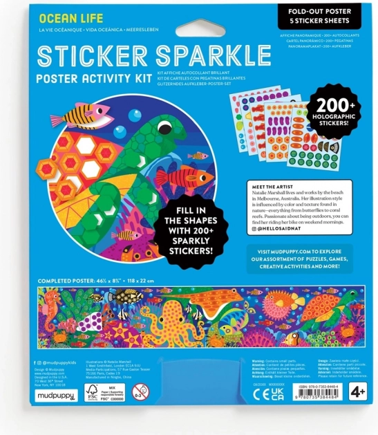 Mudpuppy Glitzersticker mit dem Thema Leben im Ozean