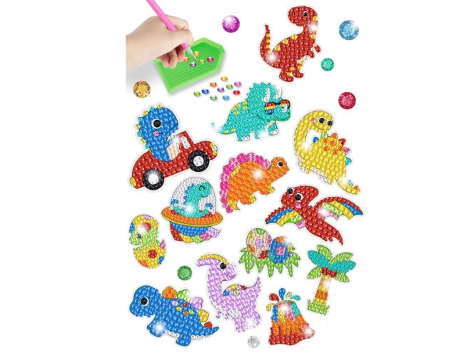 Bunte Aufkleber mit Dinosauriermotiven