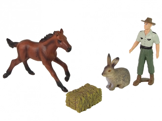 Tierfiguren Set: Pferd, Hase und Bauer