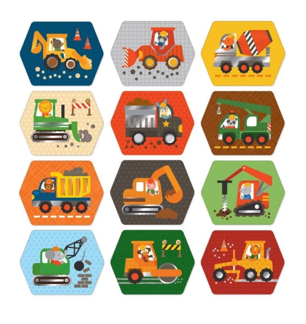Illustrierte Sticker mit Baumaschinen