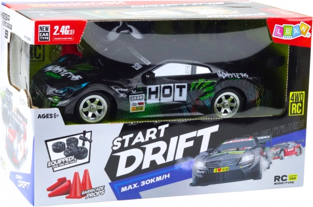 RC-Rennwagen für Drift schwarz-grün 30 km/h 1:16