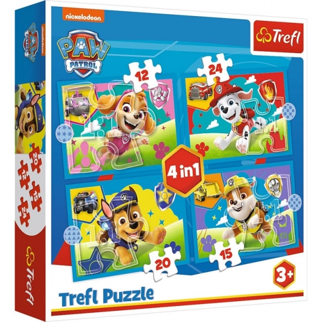 Puzzle 4-in-1 Rennende Hunde Paw Patrol