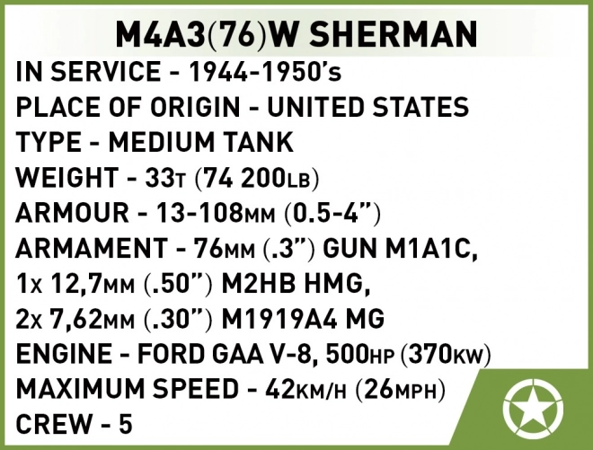 Historische Sammlung M4A3 Sherman Konstruktionsspielzeug