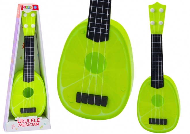 Mini-Ukulele für Kinder mit Limonenmotiv, Grün