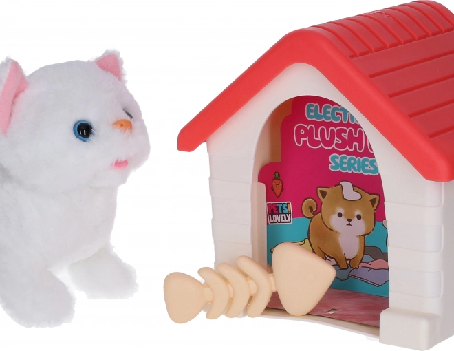 Katzenhaus mit Katze und Spielzeug