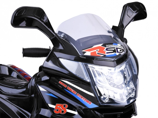 Sportliches Kinder-Motorrad mit LED-Beleuchtung – Schwarz