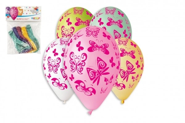 Luftballons Schmetterlingsmotiv 12'' Durchmesser 30 cm 5er Pack