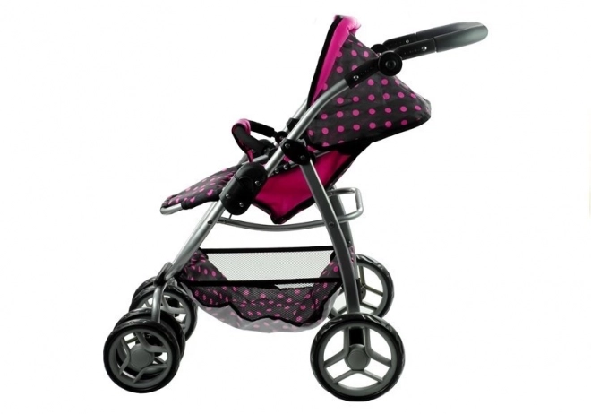 Mädchen Puppenwagen 2 in 1 Alice schwarz mit rosa Punkten