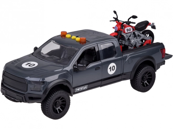 Kinder Pickup mit Motorrad und Lichteffekten