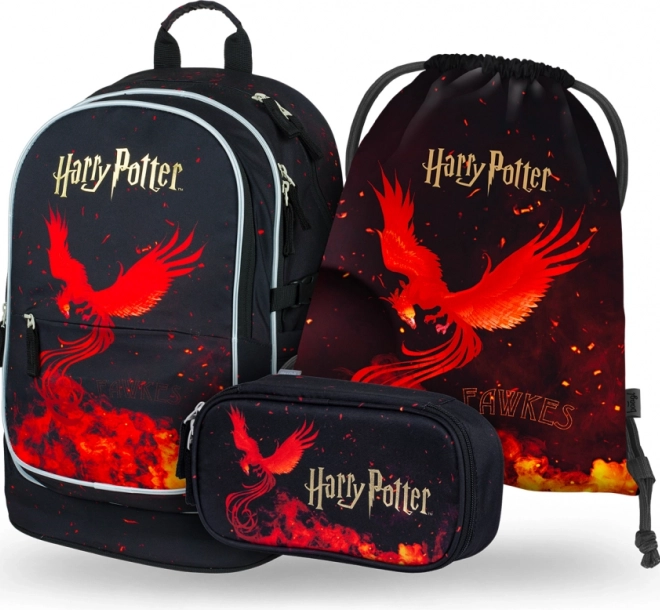 Schulset 3-tlg. Harry Potter Phönix – Rucksack, Federmäppchen und Beutel