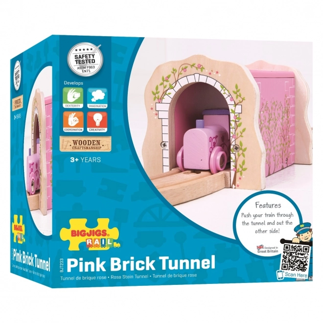 Rosa Eisenbahntunnel aus Holz von Bigjigs Rail