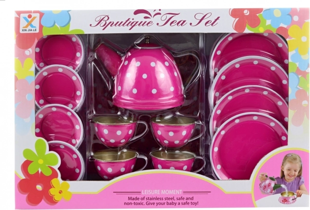 Blech Teeservice mit Punkten für Kinder