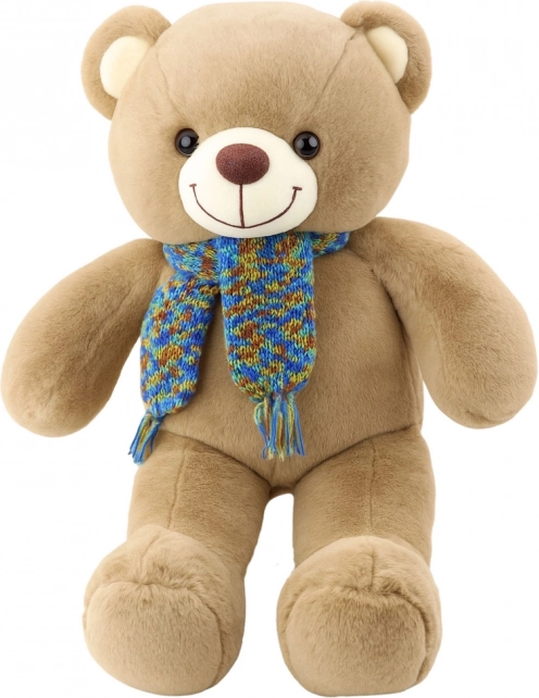 Plüschbär mit farbigem Schal braun 55 cm