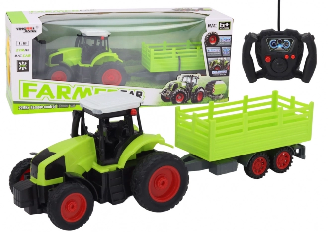 RC Traktor mit Fernbedienung und Anhänger 1:16 grün
