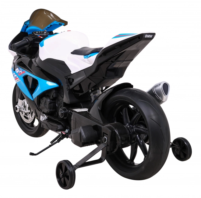 Kinder-Elektromotorrad BMW HP4 Blau + Stützräder + sanfter Start + EVA + MP3 LED