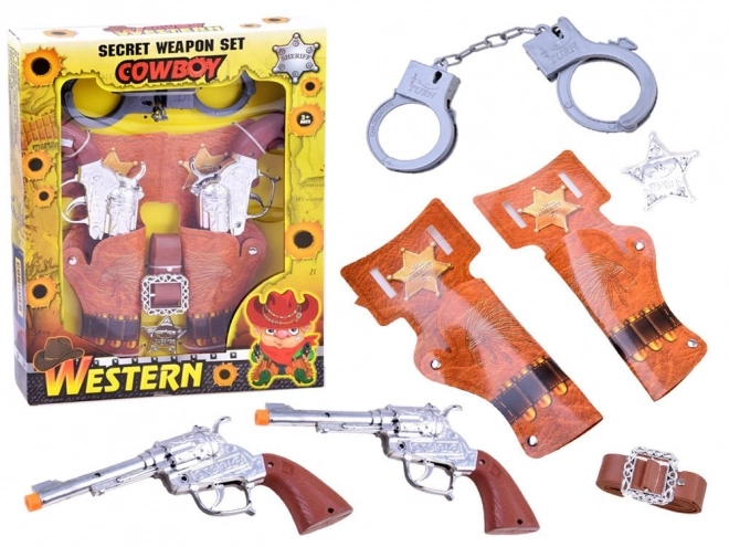 Cowboy-Spielset mit Revolver und Sheriff-Stern