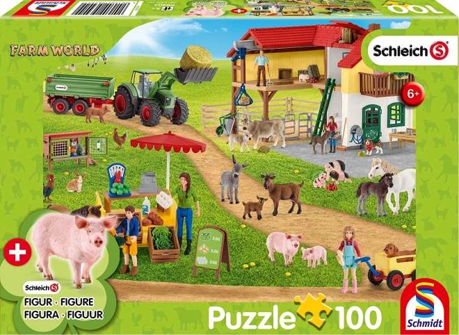 Schmidt Puzzle Schleich Bauernhof mit Verkaufsstand