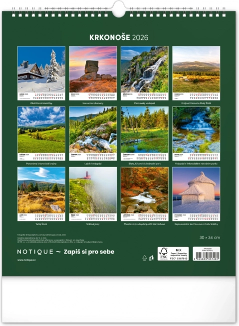 Wandkalender Krkonoše 2026