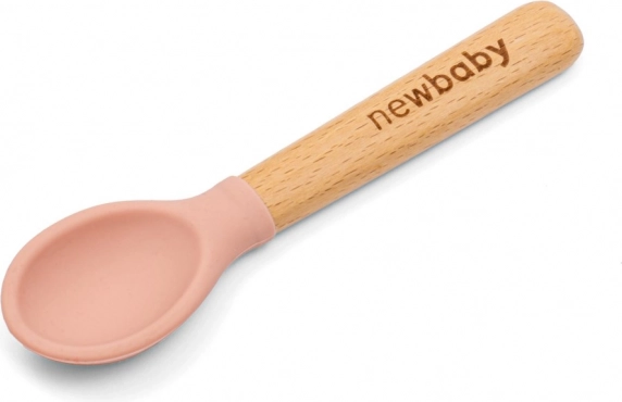 Silikon- und Holzlöffel New Baby rosa