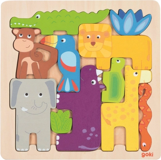 Konturen-Holzpuzzle Safari 11 Teile Goki