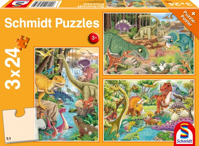 Schmidt Puzzle Dinosaurier Set 3x24 Teile