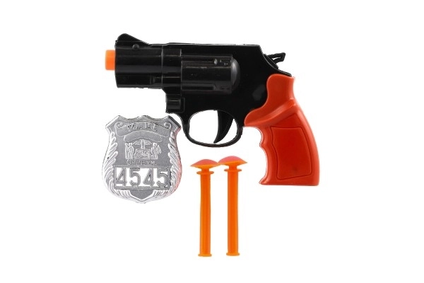 Polizei-Spielzeugpistole mit Abzeichen und Saugnäpfen