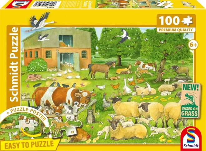 Puzzle Tierfamilien vom Bauernhof 100 Teile