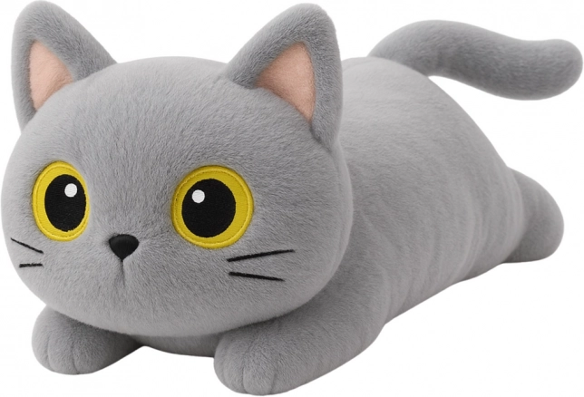 Plüschspielzeug graue Katze mit großen Augen 45 cm