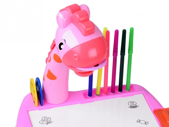 Projektor Giraffe mit 12 Stiften – rosa