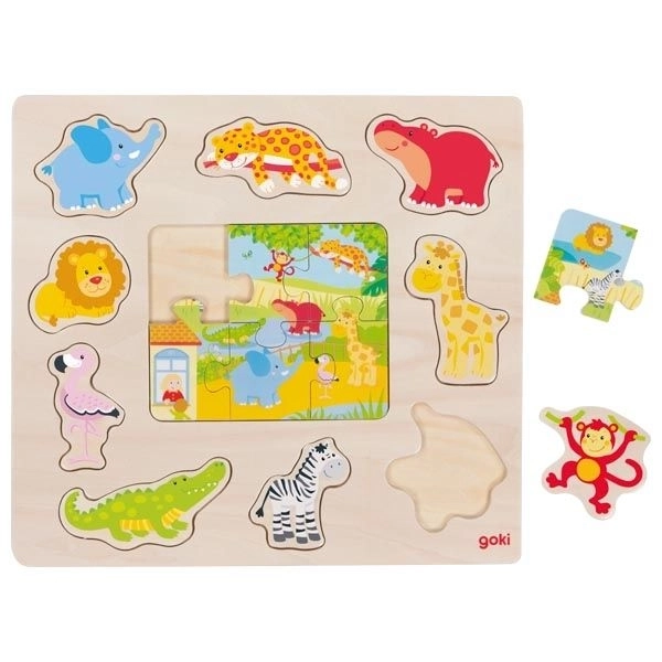 Goki Holzpuzzle Tiere aus dem Zoo