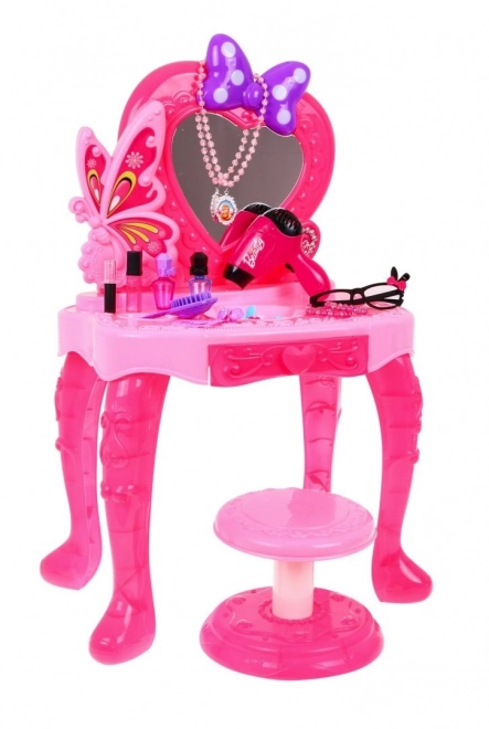 Rosa Spiel-Toilette für Mädchen mit interaktivem Föhn und Lichtern
