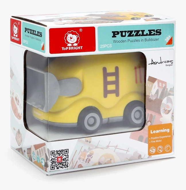 Top Bright Holzpuzzle mit Spielfigur: Bulldozer 24 Teile